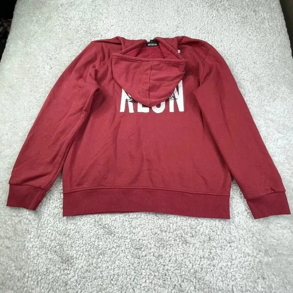 True Religion Red Dahlia Full Zip Up Hoodie Big Graphic Logo Buddha